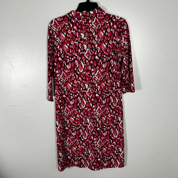 Jude Connally Dress Womens Small Red Geometric Jersey Gold Buttons Midi - Picture 6 of 6